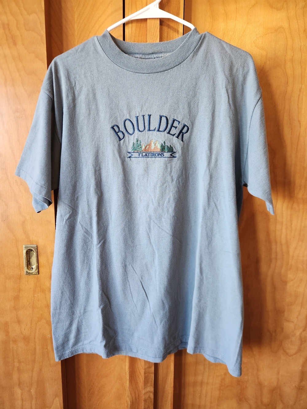 Men's Light Blue Boulder Flatirons Embroidered Short Sleeve Tee